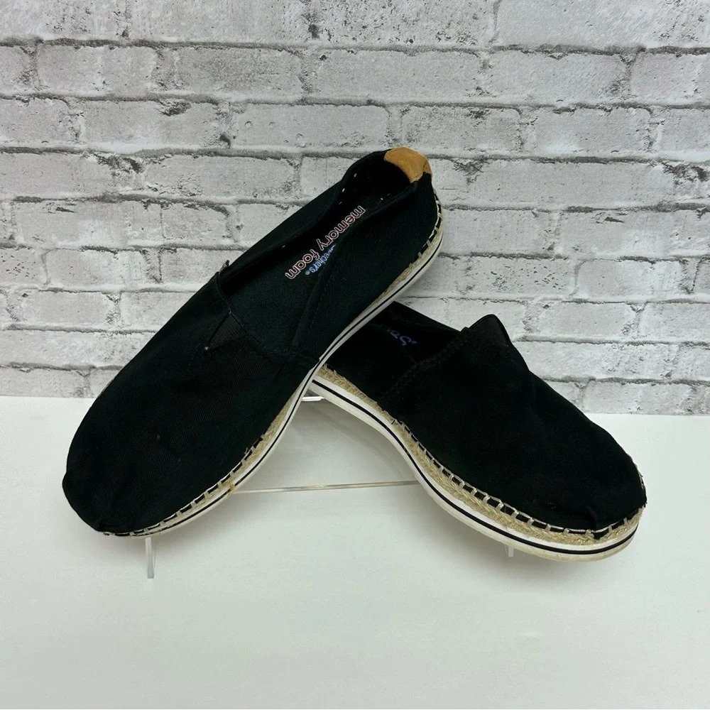Bobs from Skechers Shoes Womens 8 Breeze Espadrille Black Canvas Comfort 32719